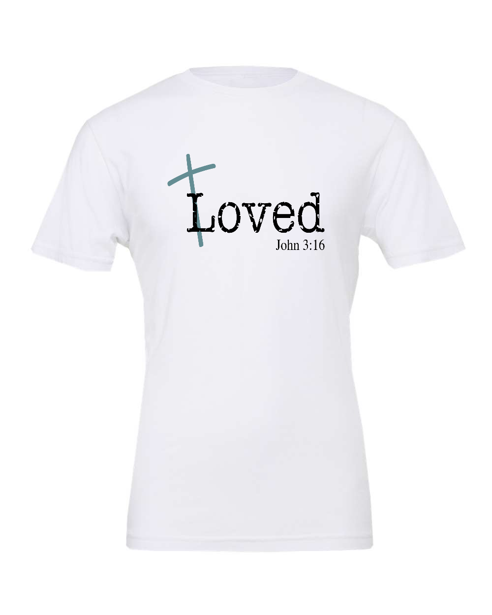 Loved John 3:16 T-Shirt (black/blue print)