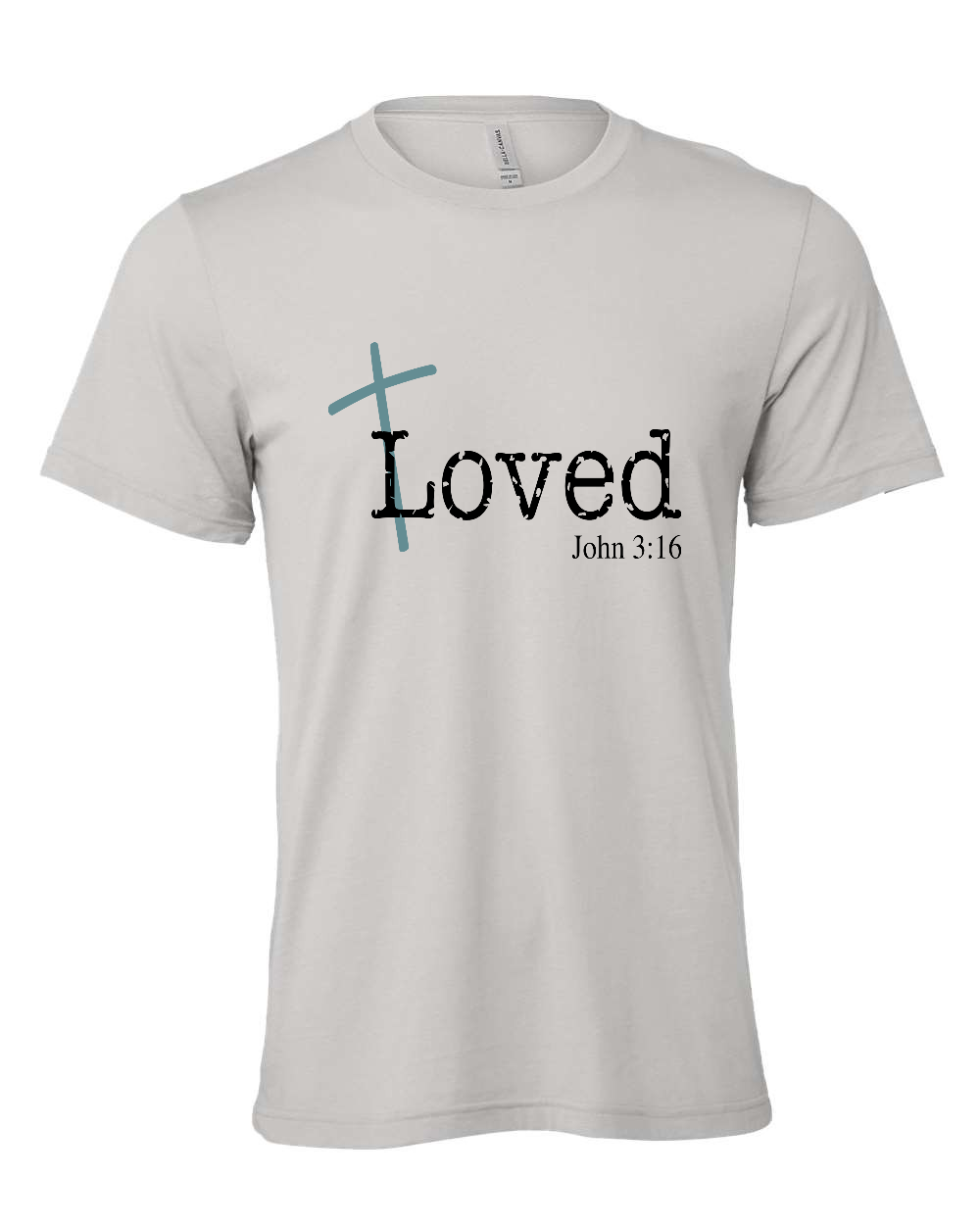 Loved John 3:16 T-Shirt (black/blue print)