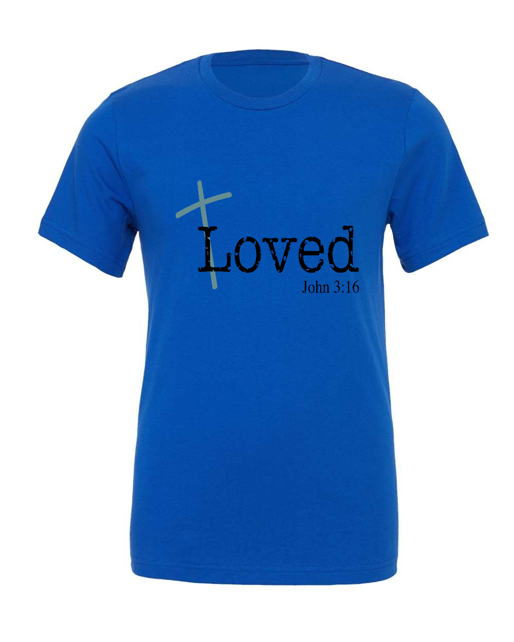 Loved John 3:16 T-Shirt (black/blue print)