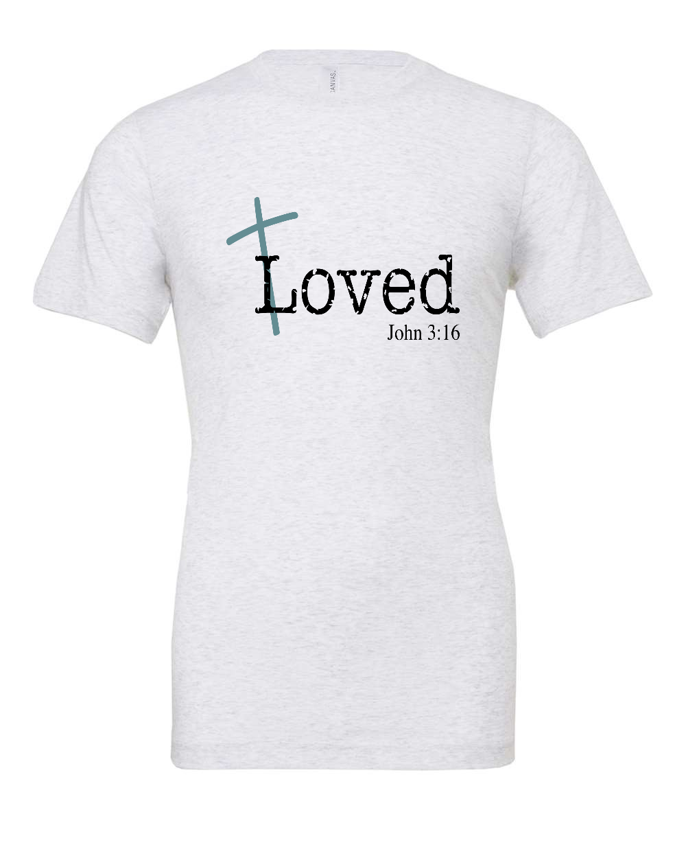 Loved John 3:16 T-Shirt (black/blue print)