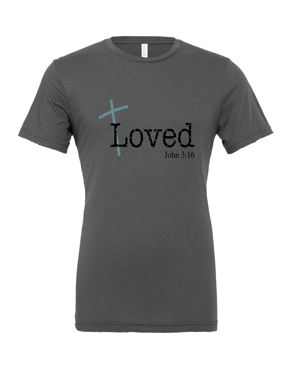 Loved John 3:16 T-Shirt (black/blue print)