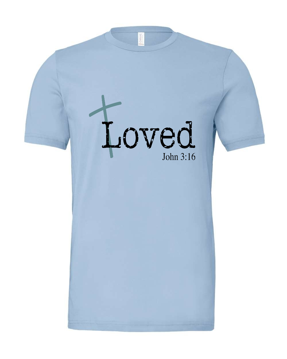 Loved John 3:16 T-Shirt (black/blue print)