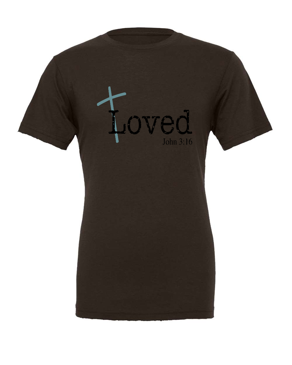 Loved John 3:16 T-Shirt (black/blue print)