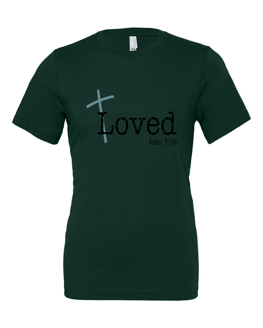 Loved John 3:16 T-Shirt (black/blue print)