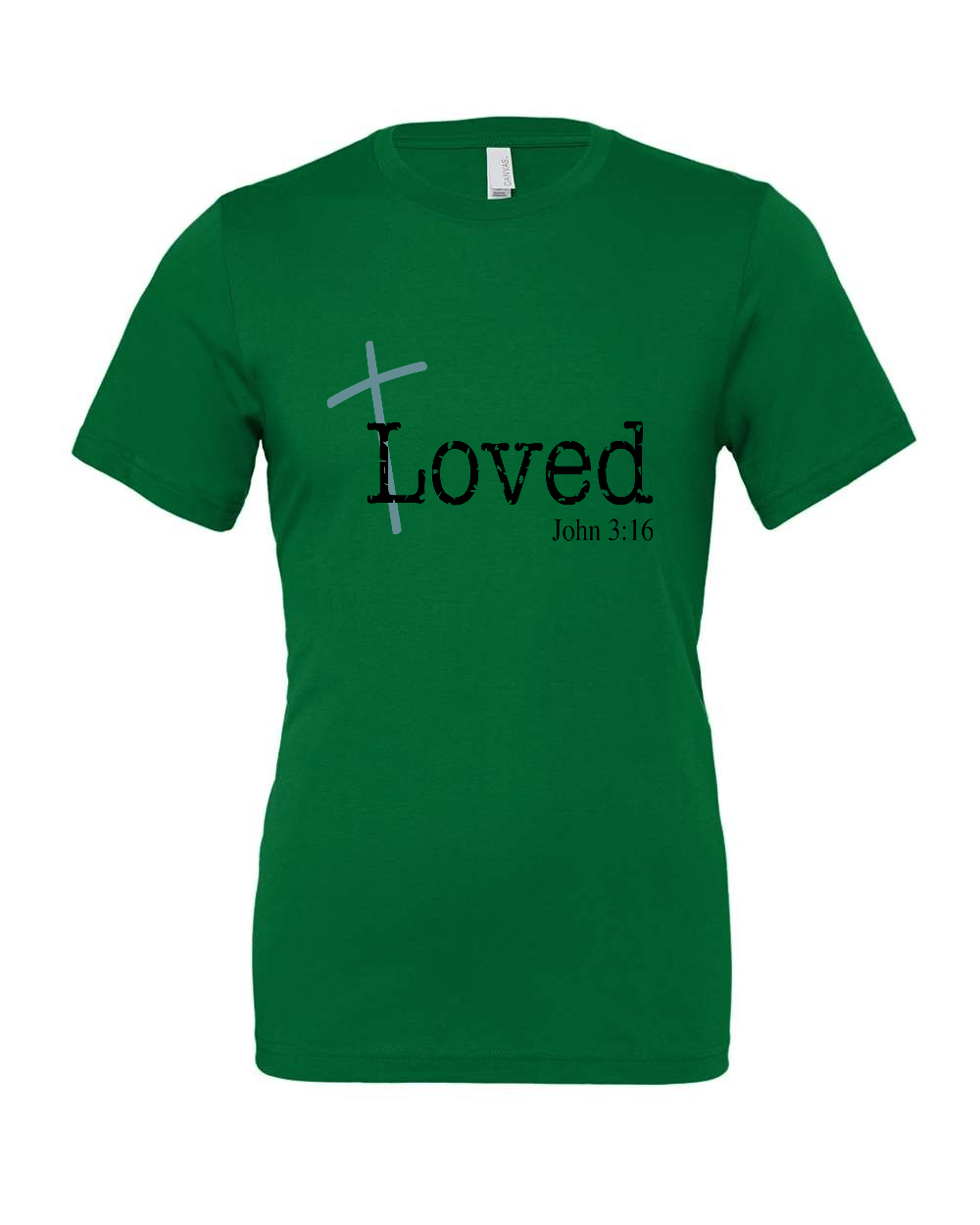 Loved John 3:16 T-Shirt (black/blue print)