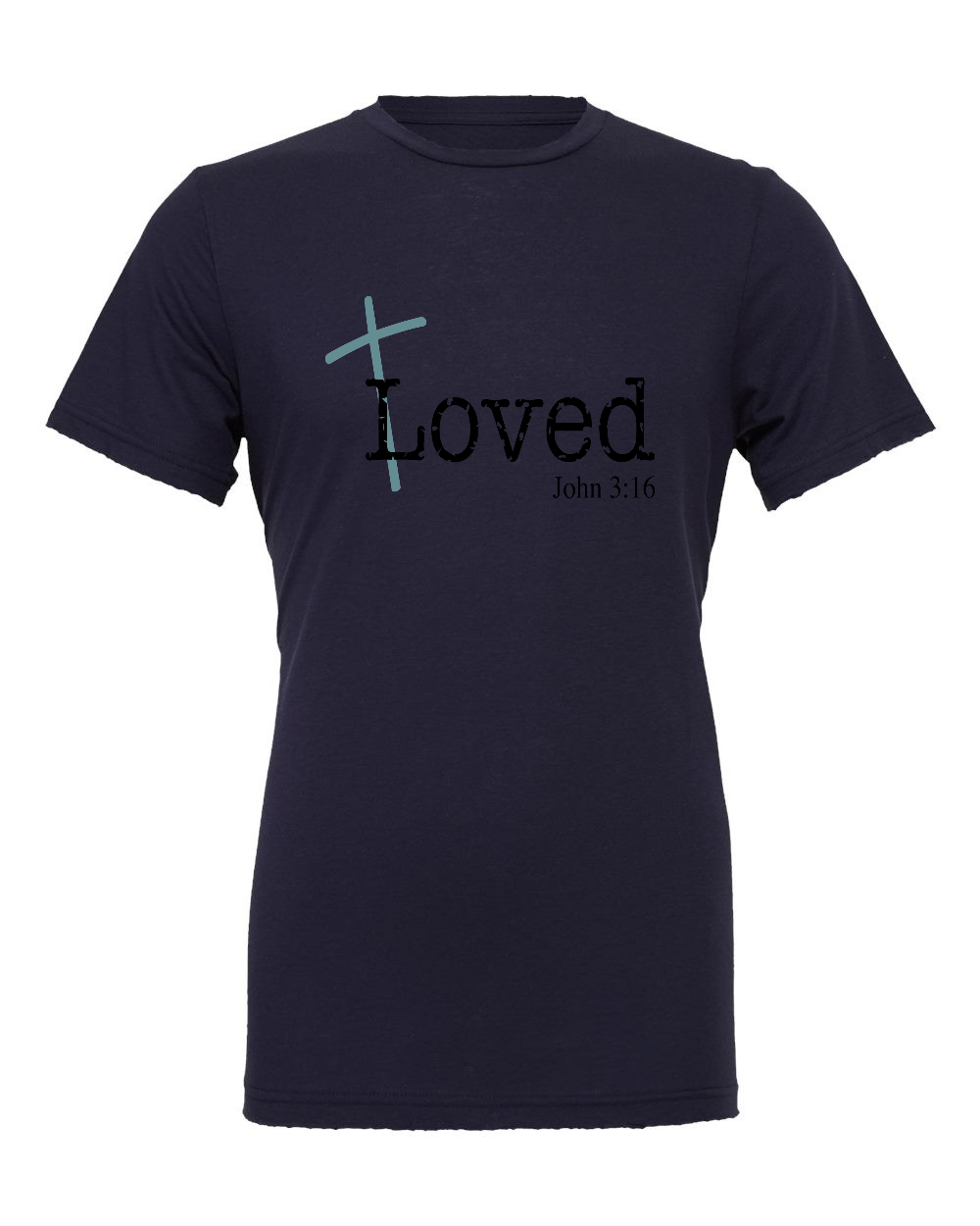 Loved John 3:16 T-Shirt (black/blue print)