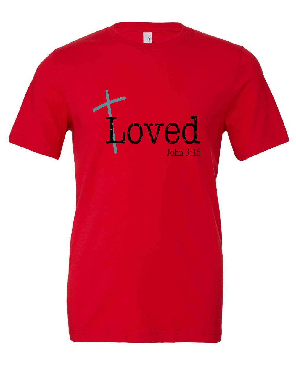 Loved John 3:16 T-Shirt (black/blue print)