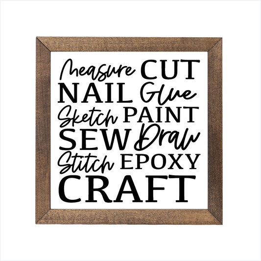 Craft room subway art sign, uv printed, wood frame