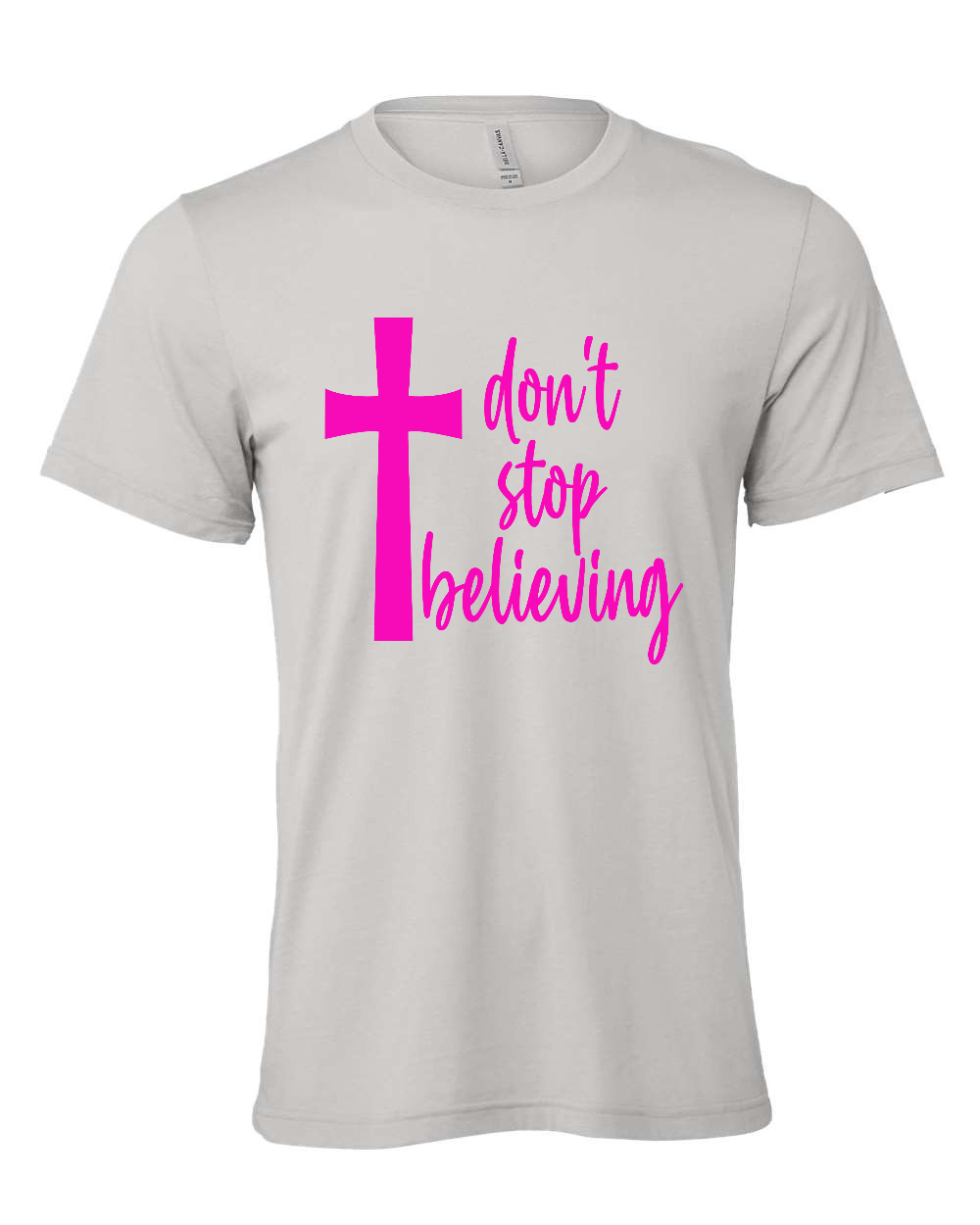 Don't stop believing T-Shirt (pink print)