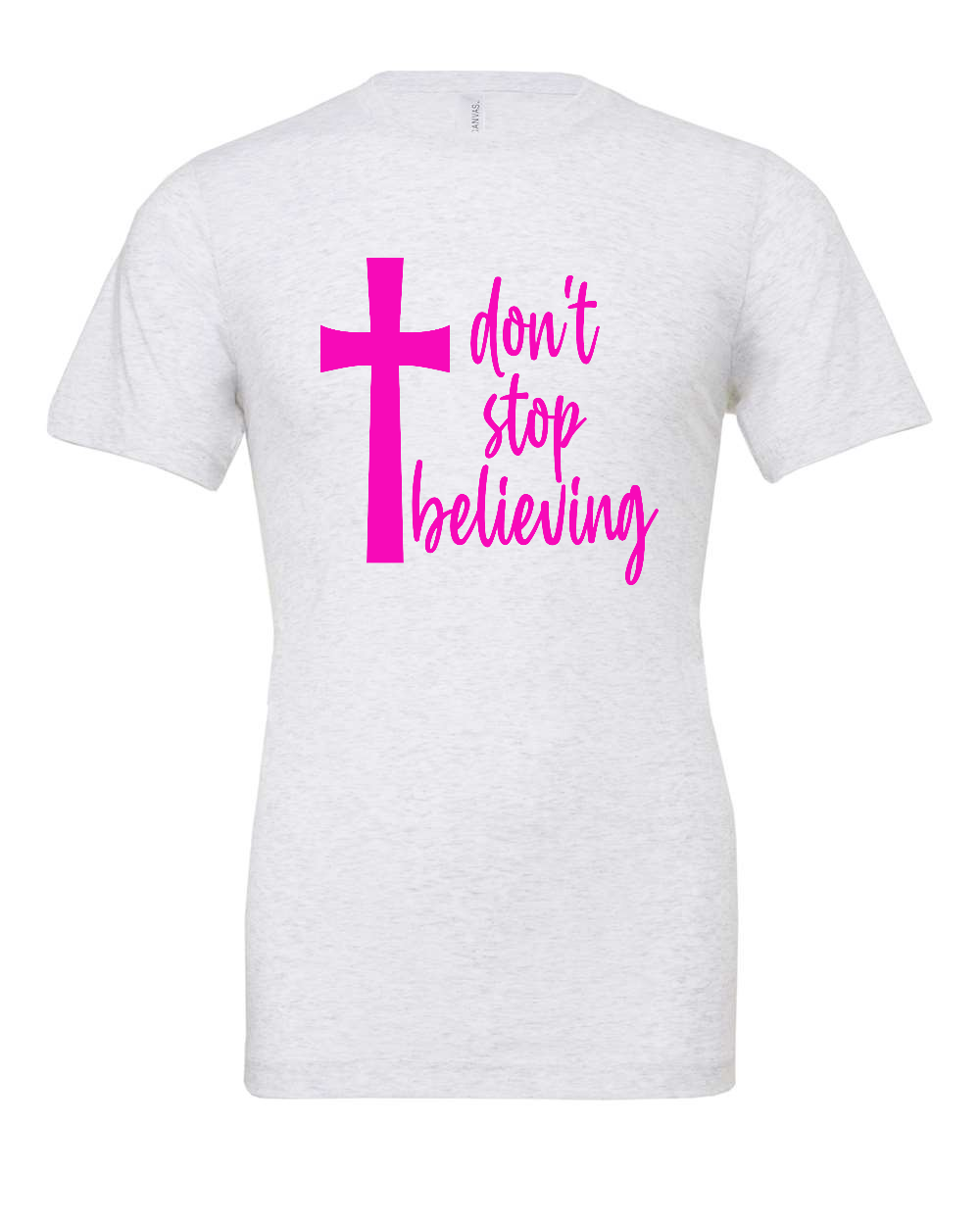 Don't stop believing T-Shirt (pink print)