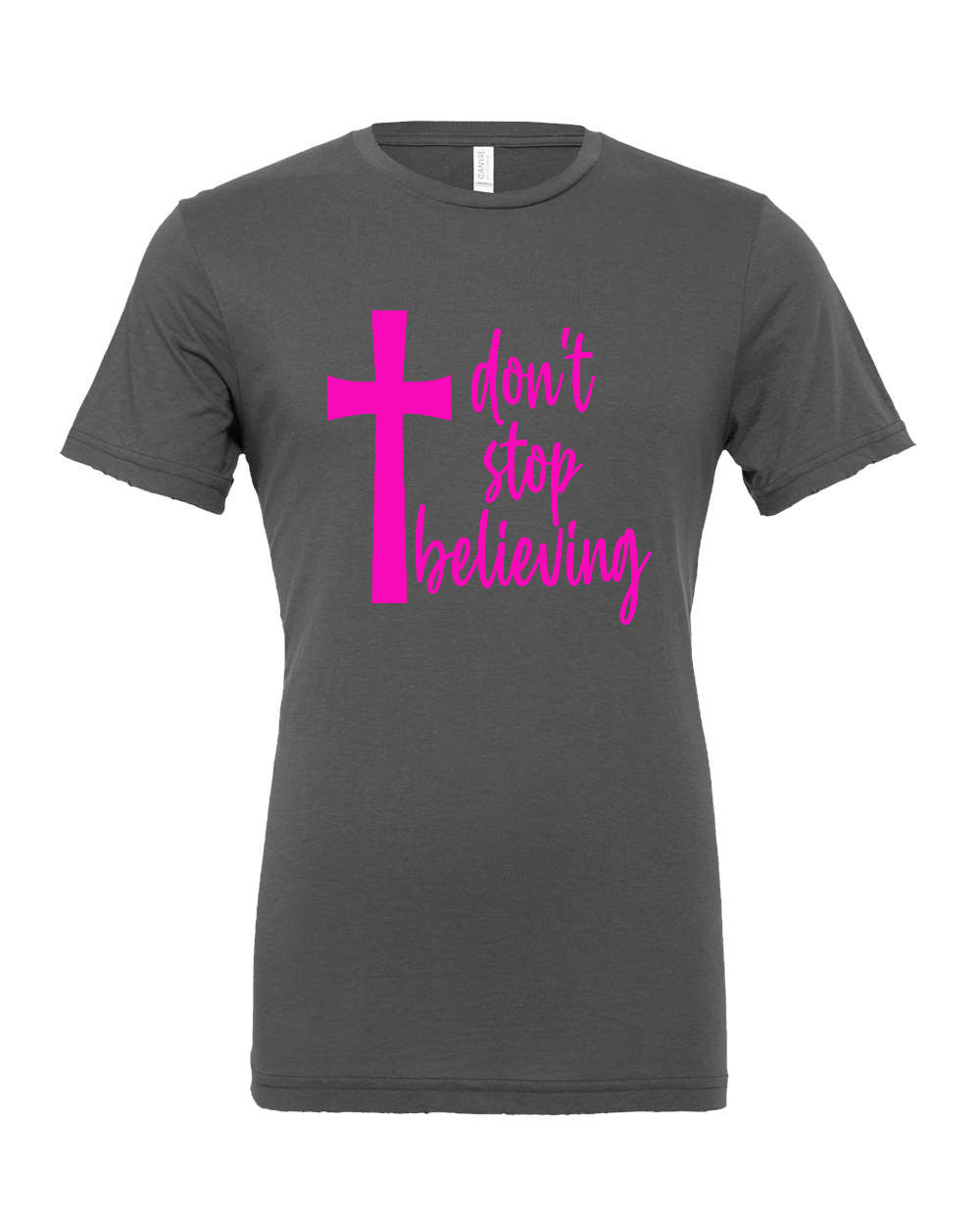 Don't stop believing T-Shirt (pink print)