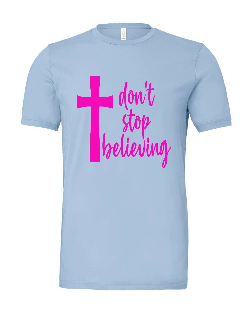 Don't stop believing T-Shirt (pink print)