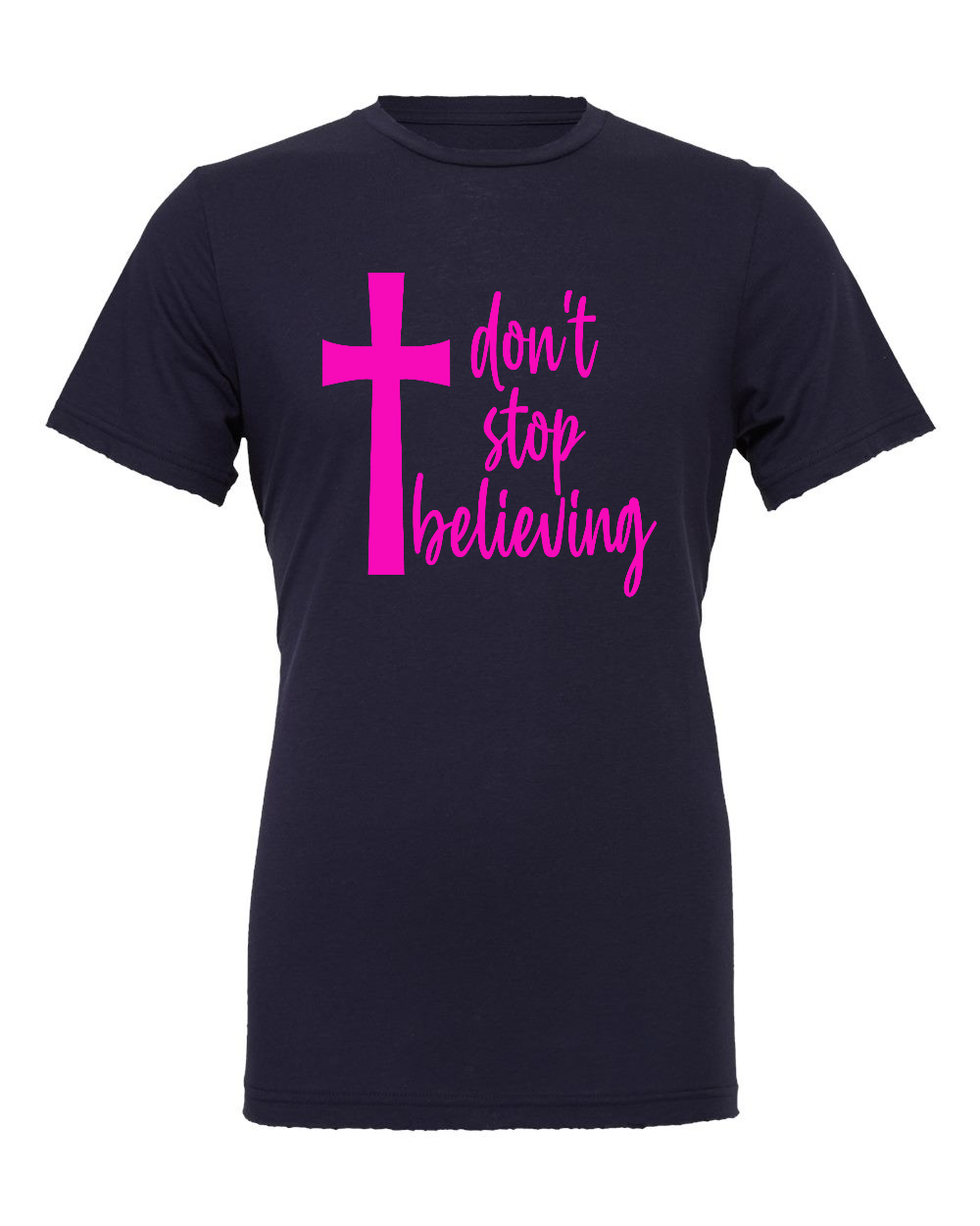 Don't stop believing T-Shirt (pink print)