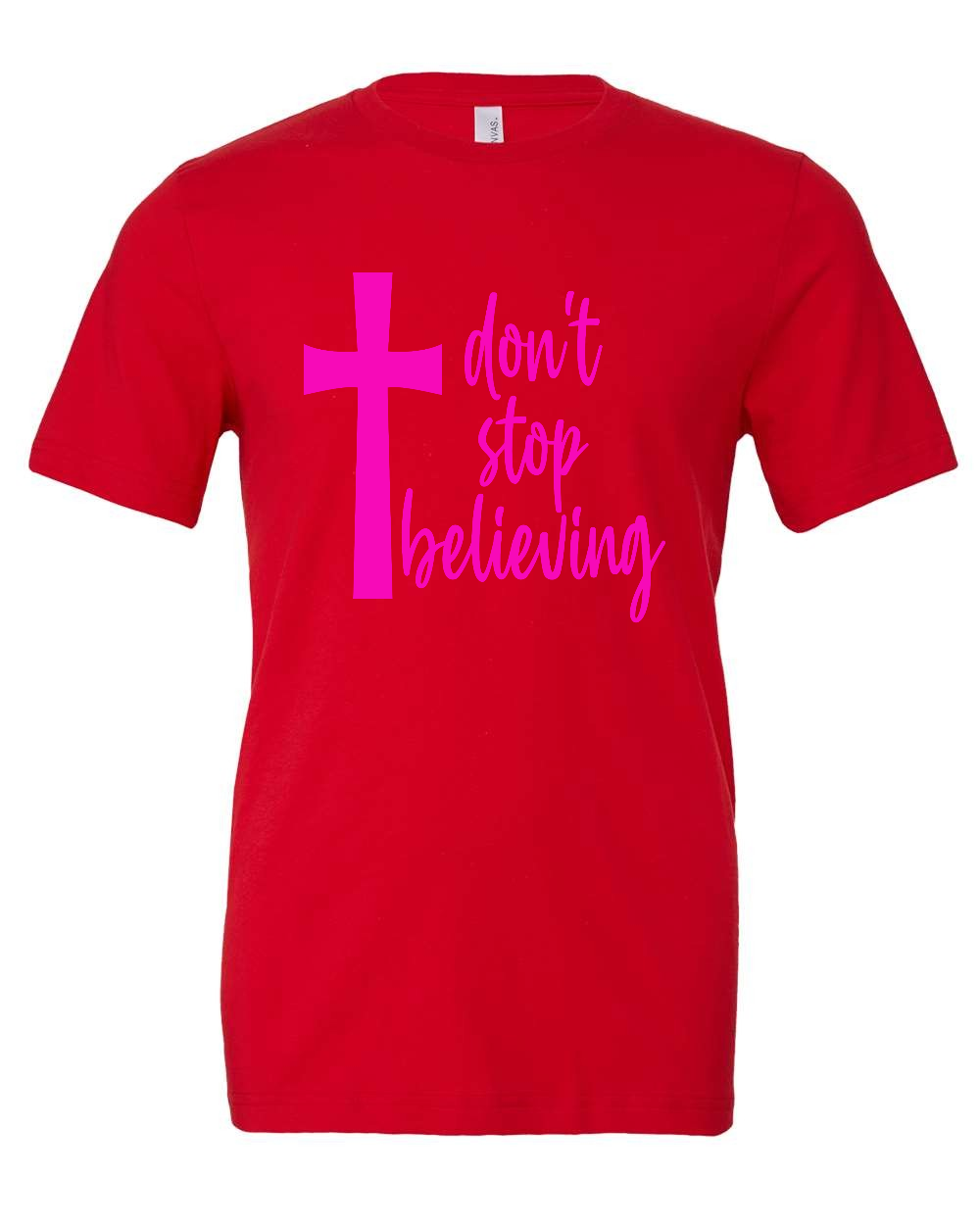 Don't stop believing T-Shirt (pink print)