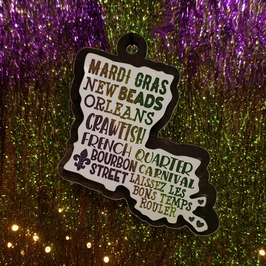 State of Louisiana Mardi Gras Ornament Ornament | ornament | state of Louisiana |holiday gift | holiday decoration | christmas tree decoration