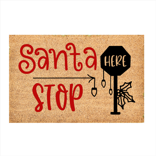 Custom Door Mat | Santa stop here doormat | Front Door Decor | Housewarming Gift | Welcome Doormat