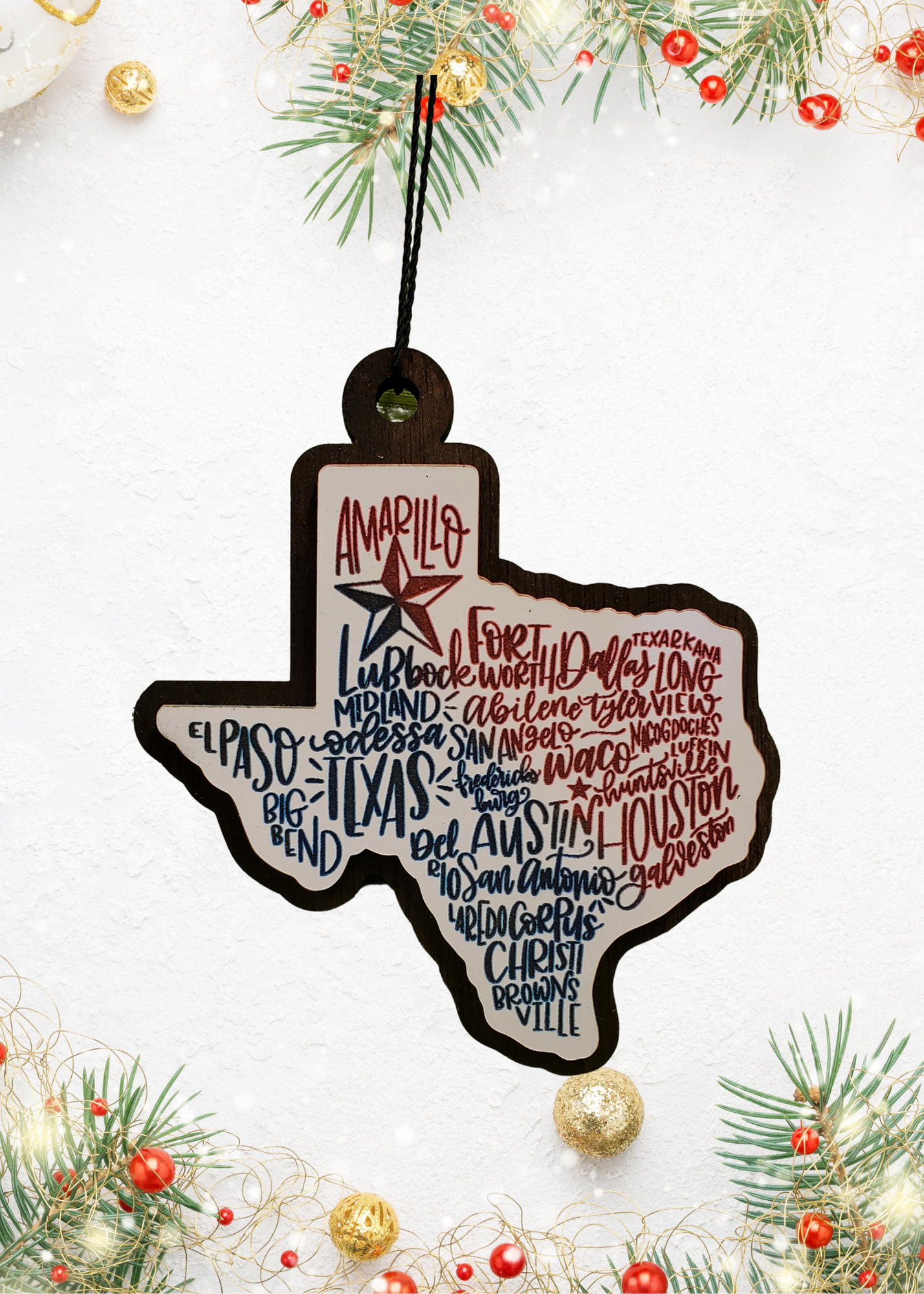 State of Texas Cities Ornament | ornament | state of Texas |holiday gift | holiday decoration | christmas tree decoration