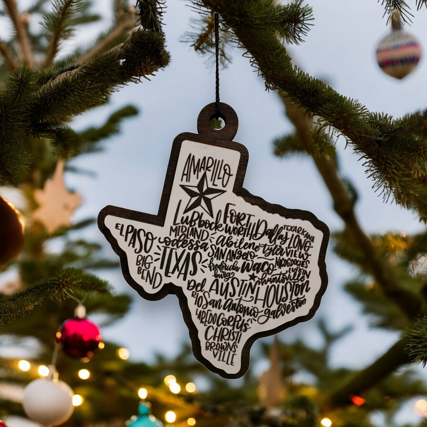 State of Texas Cities Ornament | ornament | state of Texas |holiday gift | holiday decoration | christmas tree decoration