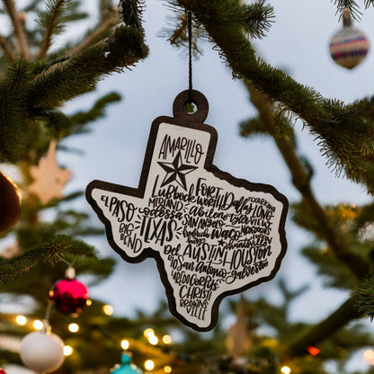 State of Texas Cities Ornament | ornament | state of Texas |holiday gift | holiday decoration | christmas tree decoration