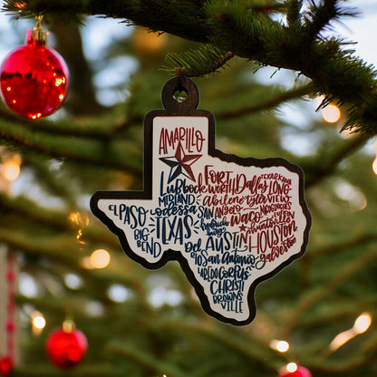 State of Texas Cities Ornament | ornament | state of Texas |holiday gift | holiday decoration | christmas tree decoration